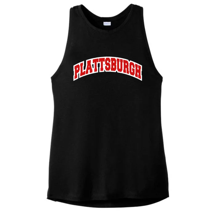 Plattsburgh New York Varsity Style Vintage Ladies Tri-Blend Wicking Tank