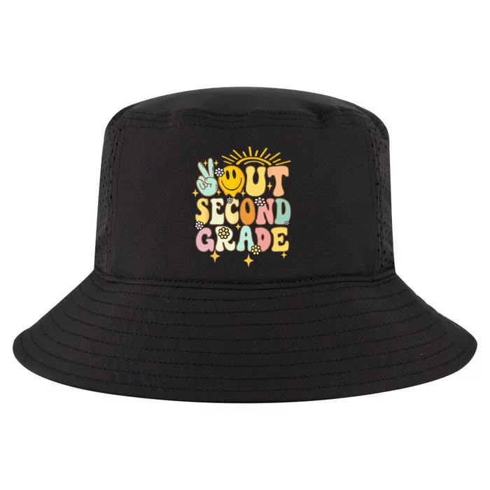 Peace Out 2nd grade graduation last day of school Groovy Cool Comfort Performance Bucket Hat