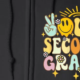 Peace Out 2nd grade graduation last day of school Groovy Full Zip Hoodie