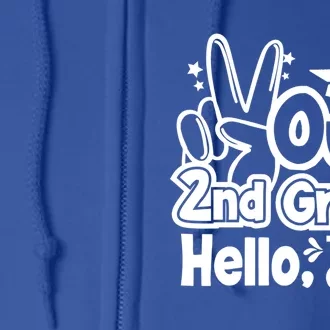 Peace Out 2Nd Grade Hello 3Rd Grade Teacher Graduation Cap Funny Gift Full Zip Hoodie