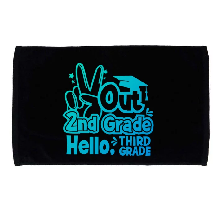 Peace Out 2Nd Grade Hello 3Rd Grade Teacher Graduation Cap Funny Gift Microfiber Hand Towel