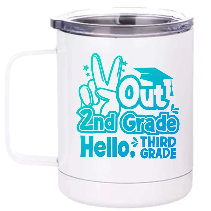 Peace Out 2Nd Grade Hello 3Rd Grade Teacher Graduation Cap Funny Gift Front & Back 12oz Stainless Steel Tumbler Cup