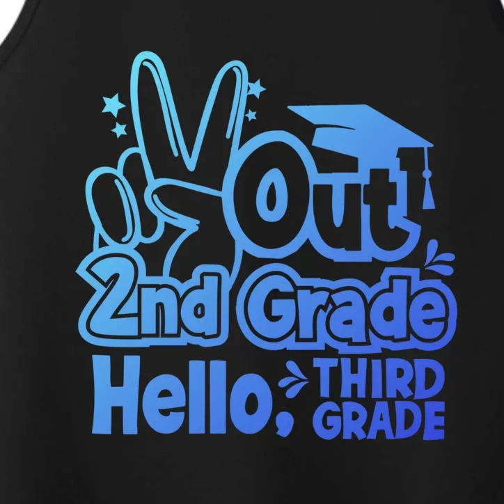 Peace Out 2Nd Grade Hello 3Rd Grade Teacher Graduation Cap Funny Gift Performance Tank