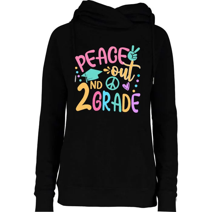 Peace Out 2nd Grade Bye Bye School Hello Summer Womens Funnel Neck Pullover Hood