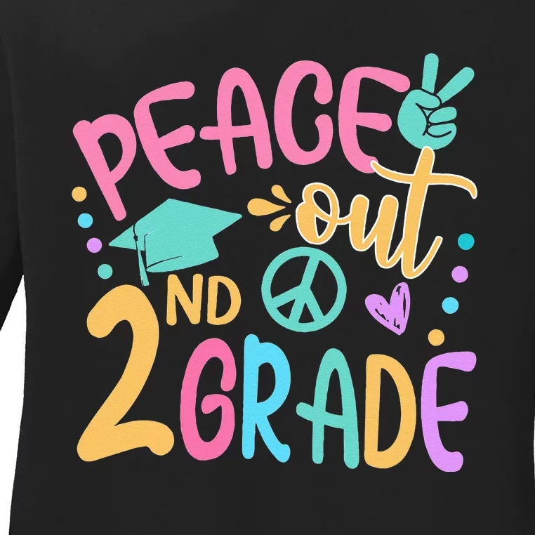 Peace Out 2nd Grade Bye Bye School Hello Summer Ladies Long Sleeve Shirt