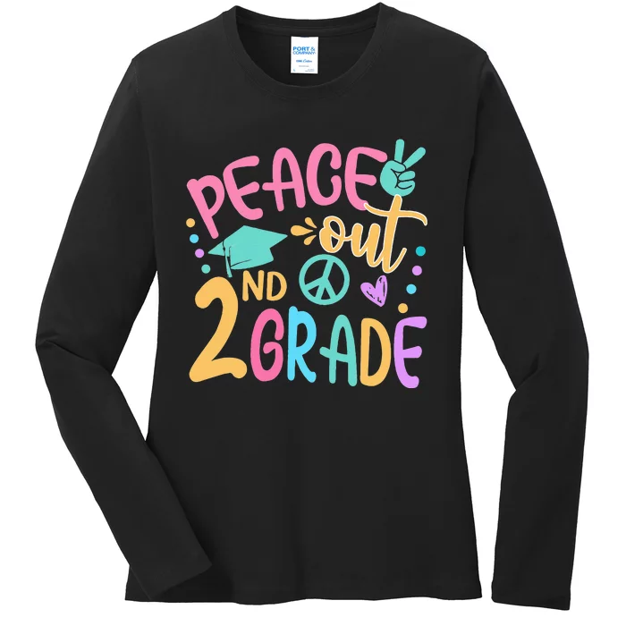 Peace Out 2nd Grade Bye Bye School Hello Summer Ladies Long Sleeve Shirt