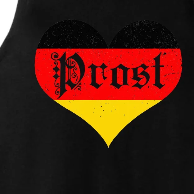 Prost Oktoberfest 2024 German Flag Heart Beer Gift Ladies Tri-Blend Wicking Tank