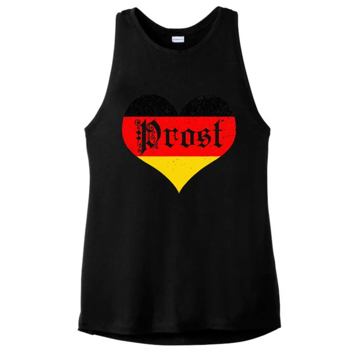 Prost Oktoberfest 2024 German Flag Heart Beer Gift Ladies Tri-Blend Wicking Tank