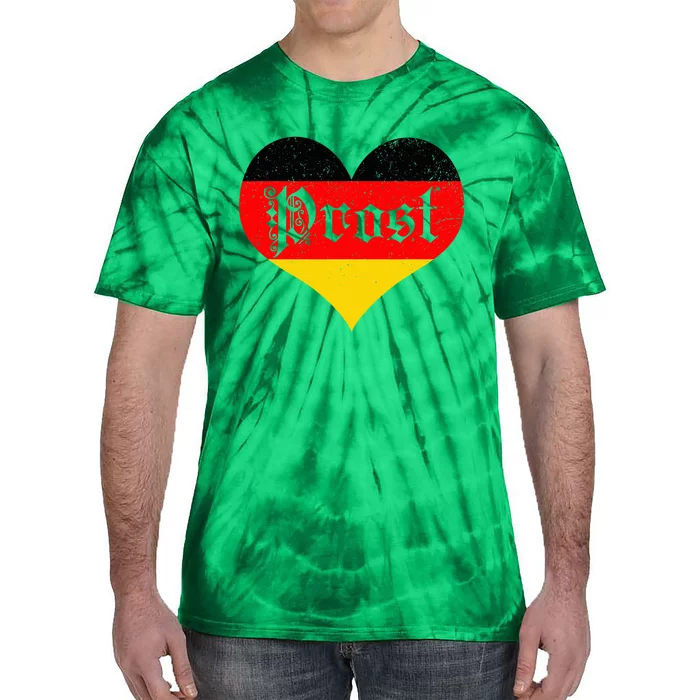 Prost Oktoberfest 2024 German Flag Heart Beer Gift Tie-Dye T-Shirt