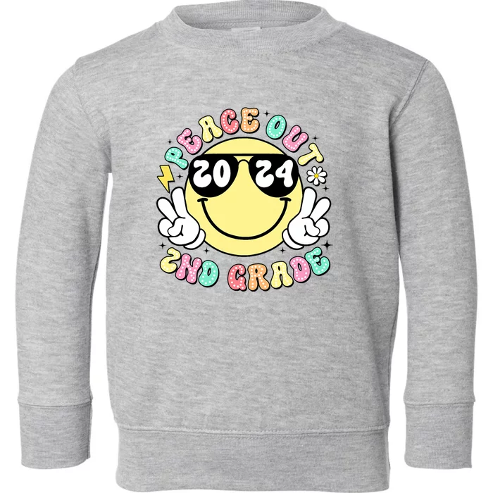 Peace Out 2nd Grade Retro Smile Last Day Of School 2024 Toddler Sweatshirt