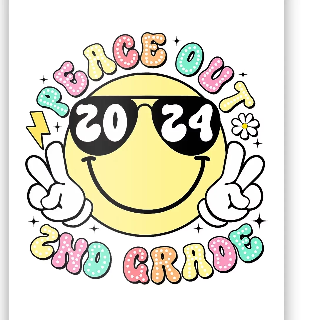 Peace Out 2nd Grade Retro Smile Last Day Of School 2024 Poster