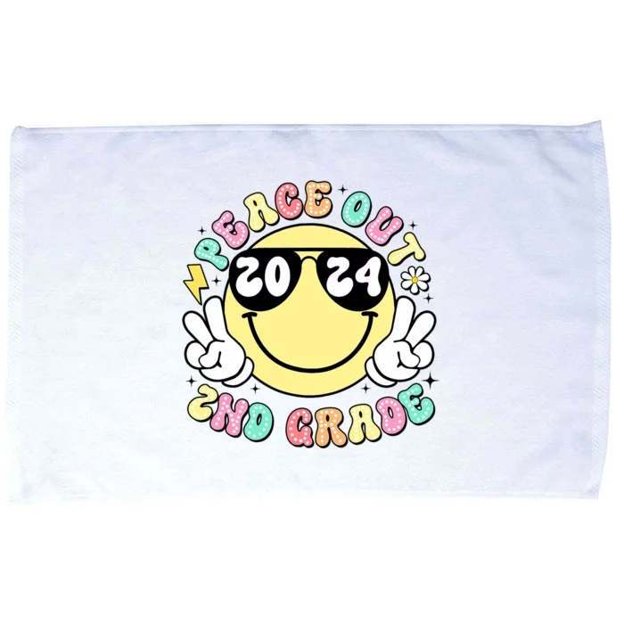 Peace Out 2nd Grade Retro Smile Last Day Of School 2024 Microfiber Hand Towel