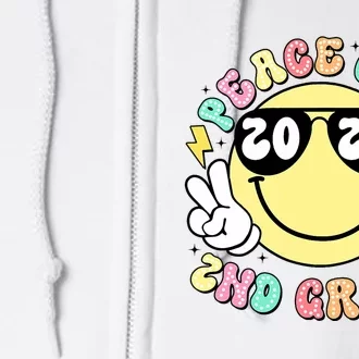 Peace Out 2nd Grade Retro Smile Last Day Of School 2024 Full Zip Hoodie