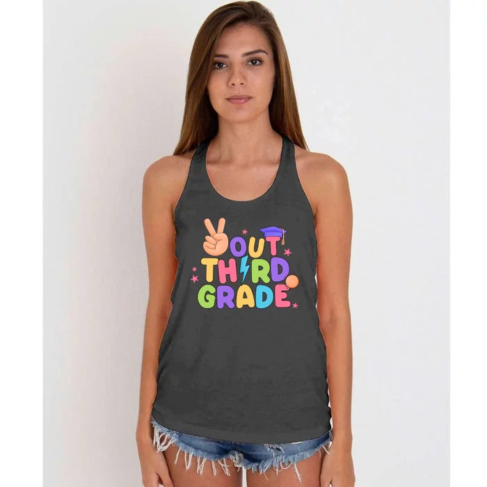 Peace Out 3rd Grade Tie Dye Last Day Of School Teacher Women's Knotted Racerback Tank