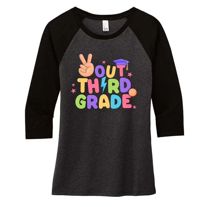 Peace Out 3rd Grade Tie Dye Last Day Of School Teacher Women's Tri-Blend 3/4-Sleeve Raglan Shirt