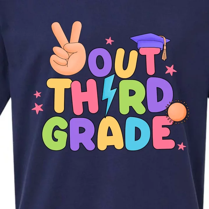 Peace Out 3rd Grade Tie Dye Last Day Of School Teacher Sueded Cloud Jersey T-Shirt