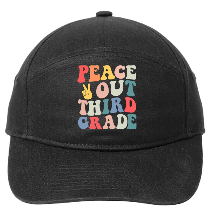 Peace Out 3rd Grade Retro Pastel Happy Last Day Out School 7-Panel Snapback Hat