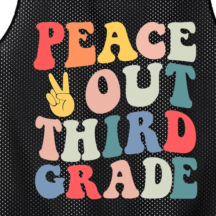 Peace Out 3rd Grade Retro Pastel Happy Last Day Out School Mesh Reversible Basketball Jersey Tank