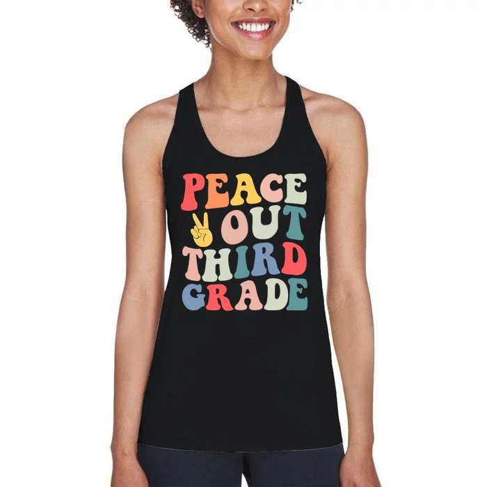 Peace Out 3rd Grade Retro Pastel Happy Last Day Out School Women's Racerback Tank