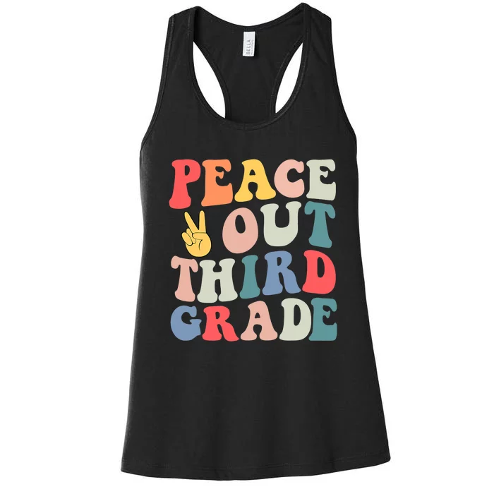 Peace Out 3rd Grade Retro Pastel Happy Last Day Out School Women's Racerback Tank