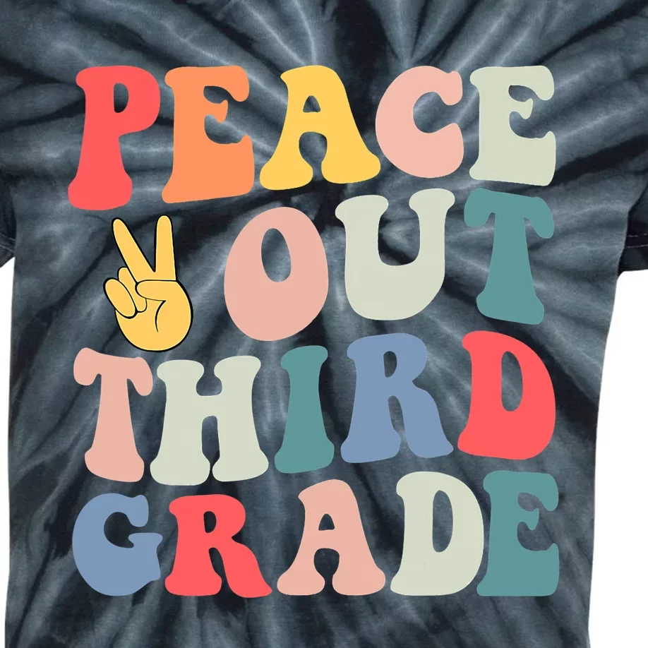 Peace Out 3rd Grade Retro Pastel Happy Last Day Out School Kids Tie-Dye T-Shirt