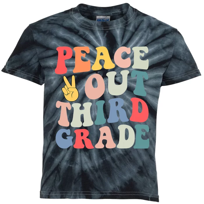 Peace Out 3rd Grade Retro Pastel Happy Last Day Out School Kids Tie-Dye T-Shirt