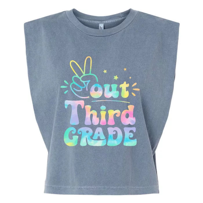 Peace Out 3rd Grade Tie Dye Last Day Of School Teacher Garment-Dyed Women's Muscle Tee