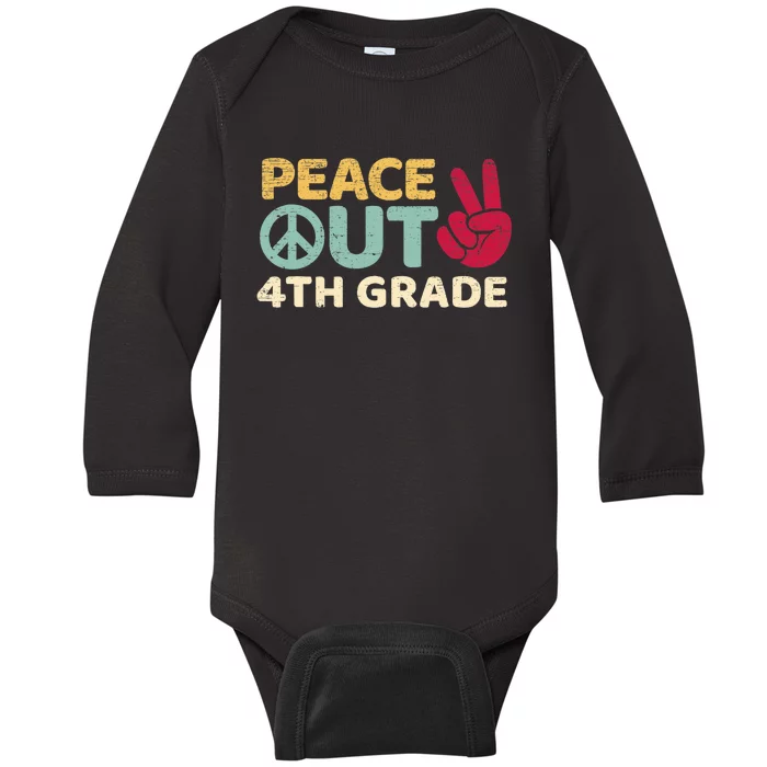 Peace Out 4th Grade Graduation Last Day Of School Baby Long Sleeve Bodysuit