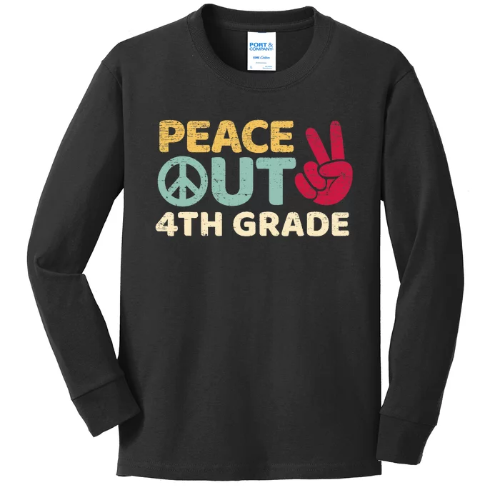 Peace Out 4th Grade Graduation Last Day Of School Kids Long Sleeve Shirt