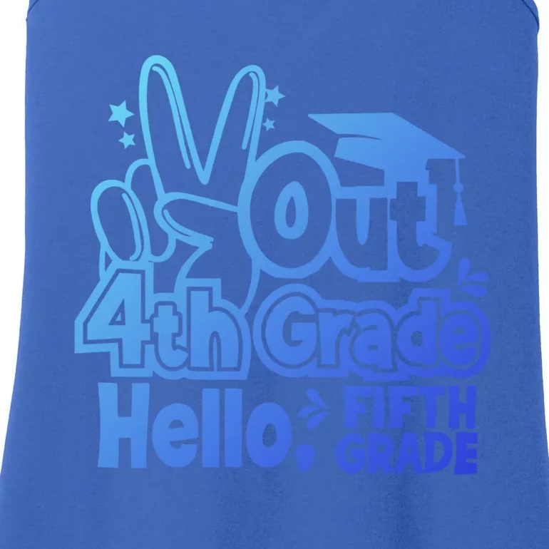 Peace Out 4Th Grade Hello 5Th Grade Teacher Graduation Cap Great Gift Ladies Essential Tank