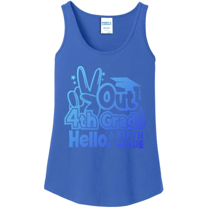 Peace Out 4Th Grade Hello 5Th Grade Teacher Graduation Cap Great Gift Ladies Essential Tank