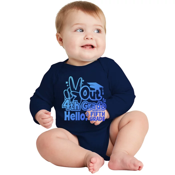 Peace Out 4Th Grade Hello 5Th Grade Teacher Graduation Cap Great Gift Baby Long Sleeve Bodysuit