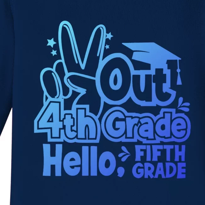 Peace Out 4Th Grade Hello 5Th Grade Teacher Graduation Cap Great Gift Baby Long Sleeve Bodysuit