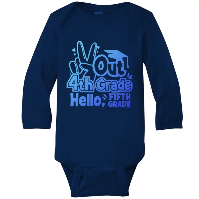 Peace Out 4Th Grade Hello 5Th Grade Teacher Graduation Cap Great Gift Baby Long Sleeve Bodysuit