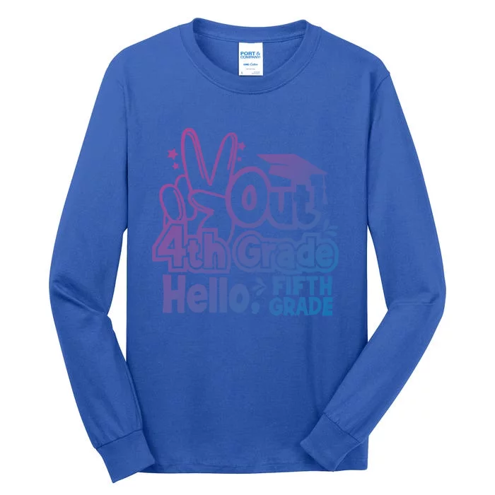 Peace Out 4Th Grade Hello 5Th Grade Teacher Graduation Cap Great Gift Tall Long Sleeve T-Shirt