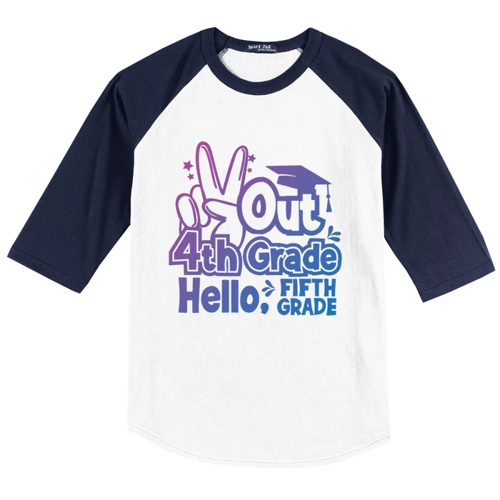 Peace Out 4Th Grade Hello 5Th Grade Teacher Graduation Cap Great Gift Baseball Sleeve Shirt