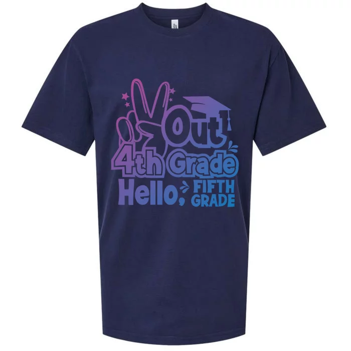 Peace Out 4Th Grade Hello 5Th Grade Teacher Graduation Cap Great Gift Sueded Cloud Jersey T-Shirt