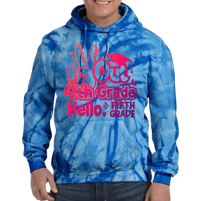 Peace Out 4Th Grade Hello 5Th Grade Teacher Graduation Cap Great Gift Tie Dye Hoodie