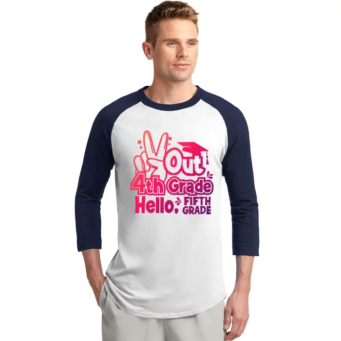 Peace Out 4Th Grade Hello 5Th Grade Teacher Graduation Cap Great Gift Baseball Sleeve Shirt