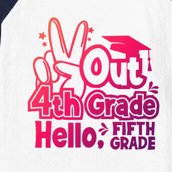 Peace Out 4Th Grade Hello 5Th Grade Teacher Graduation Cap Great Gift Baseball Sleeve Shirt