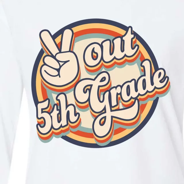 Peace Out 5th Grade Retro Graduation Class Of 2022 Virtual Gift Womens Cotton Relaxed Long Sleeve T-Shirt