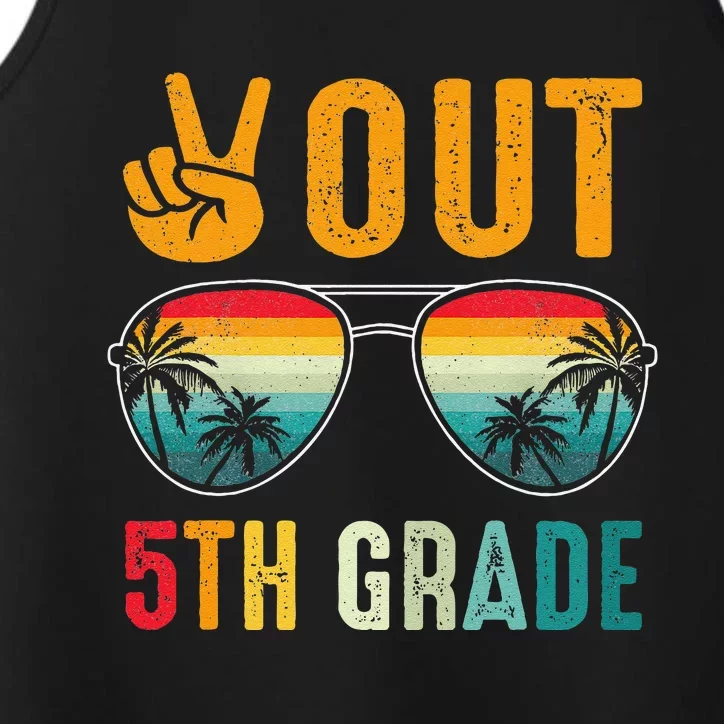 Peace Out 5th Grade Retro Graduation Last Day Of School Performance Tank