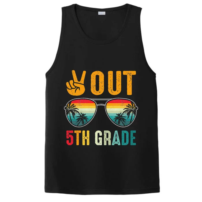 Peace Out 5th Grade Retro Graduation Last Day Of School Performance Tank