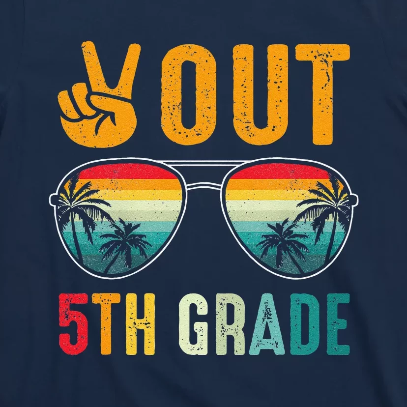 Peace Out 5th Grade Retro Graduation Last Day Of School T-Shirt