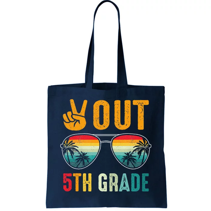 Peace Out 5th Grade Retro Graduation Last Day Of School Tote Bag