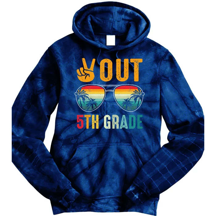 Peace Out 5th Grade Retro Graduation Last Day Of School Tie Dye Hoodie