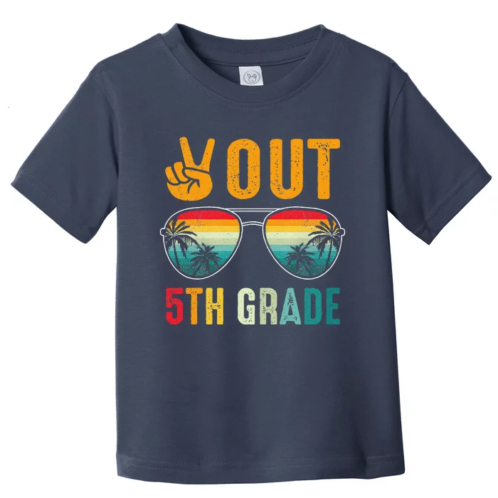 Peace Out 5th Grade Retro Graduation Last Day Of School Toddler T-Shirt