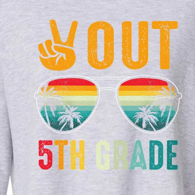 Peace Out 5th Grade Retro Graduation Last Day Of School Cropped Pullover Crew