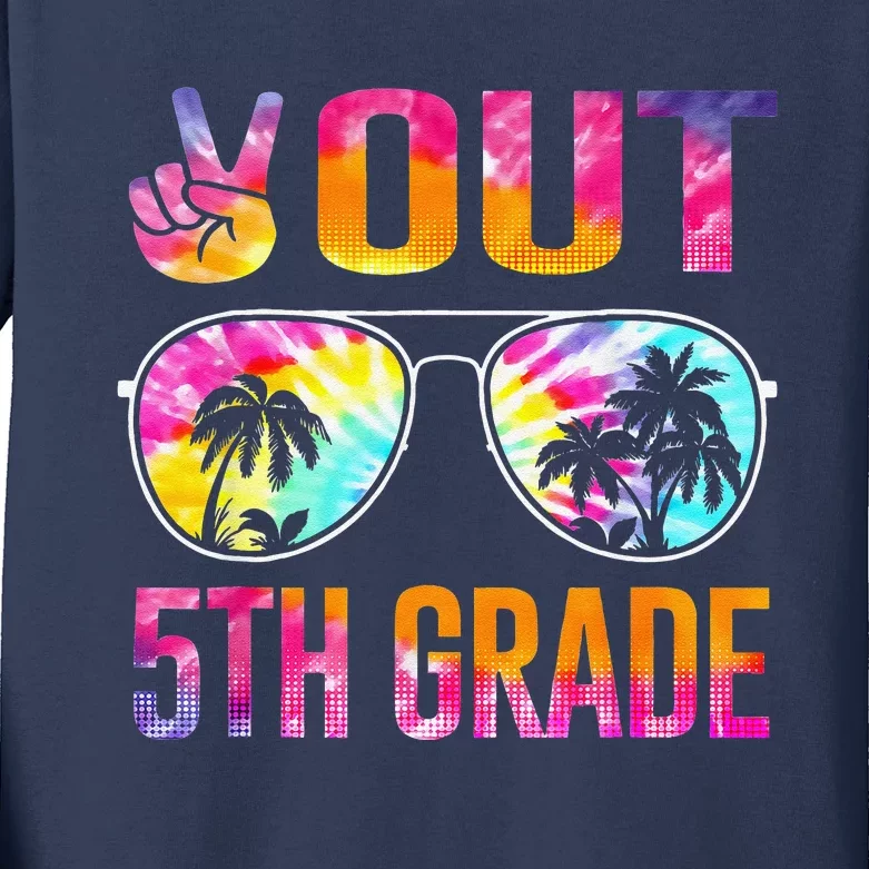 Peace Out 5th Grade Tie Dye Graduation Last Day Of School Kids Long Sleeve Shirt