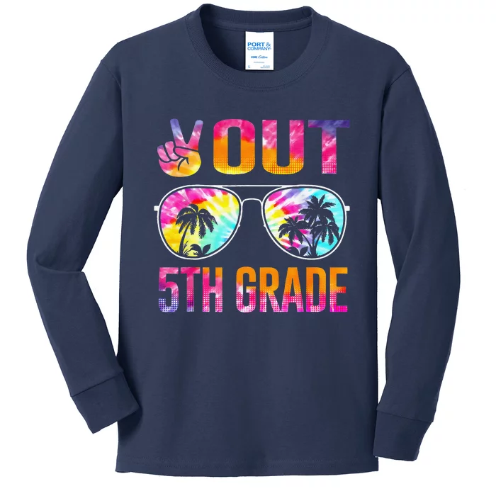 Peace Out 5th Grade Tie Dye Graduation Last Day Of School Kids Long Sleeve Shirt